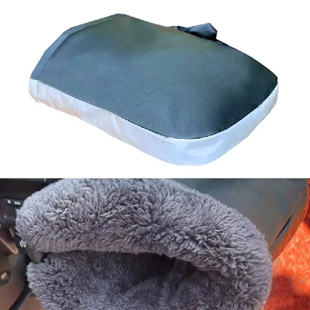 Motorcycle Handlebar Mitten Universal Gloves Plush Lining Waterproof PU Gloves Hand Warmer Winter Warm for Scooter Snowmobile 4