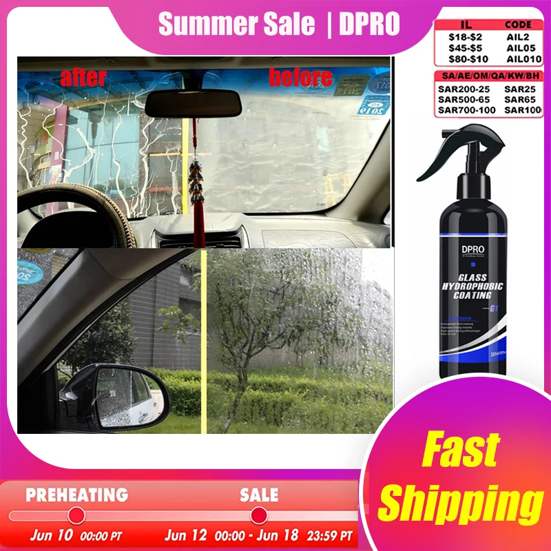 Dpro Glass Hydrophobic Coating Anti Rain Window Coating Water Repellent