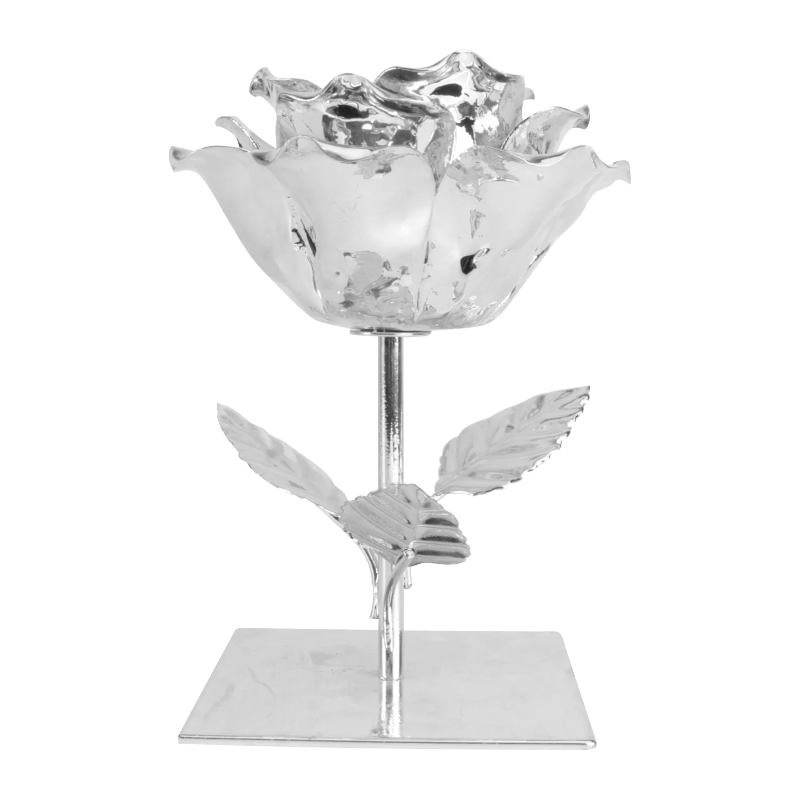1pc Decorative Tealight Candle Holder Iron Art Rose Flower Shaped Candle Holder Stand Desktop