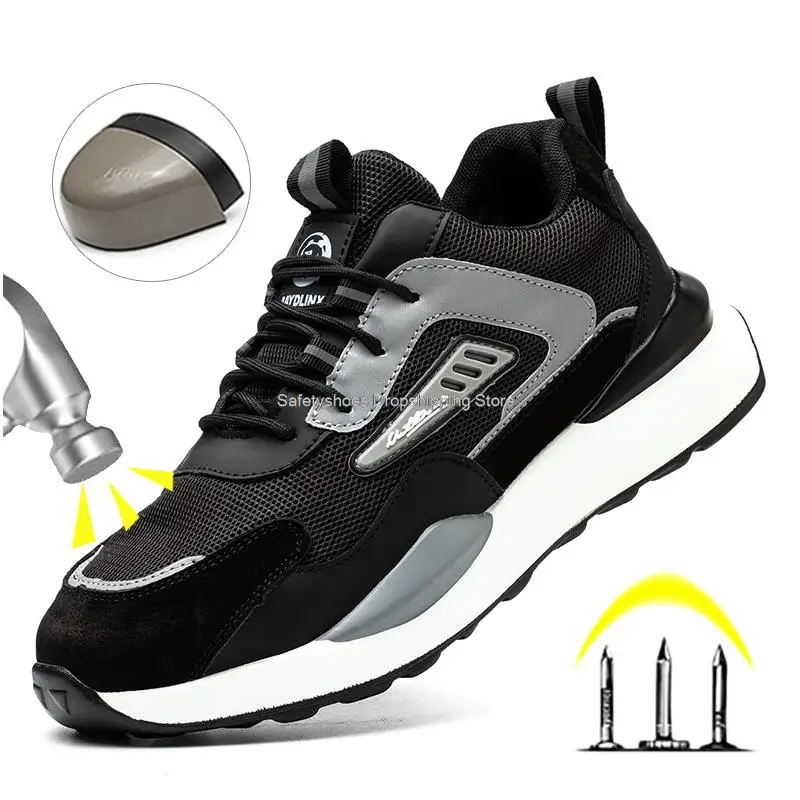 Male Sport Safety Shoes Men Work Boots 