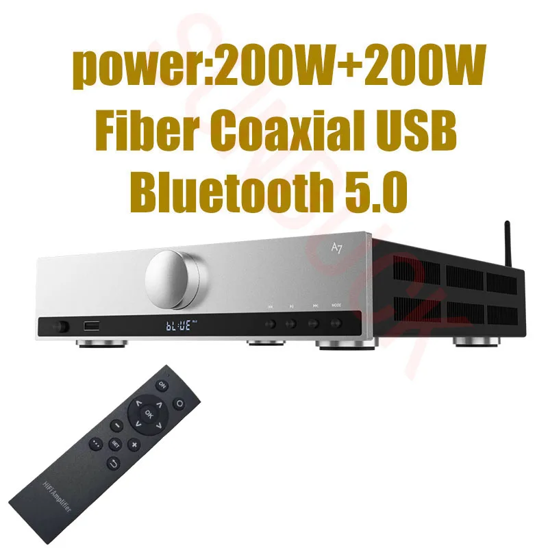 SUNBUCK A7 Full Pair Symmetrical 2.1 power 200W Fiber Coaxial USB Bluetooth Amplifier Remote Control Hifi Stereo Audio Amplifier