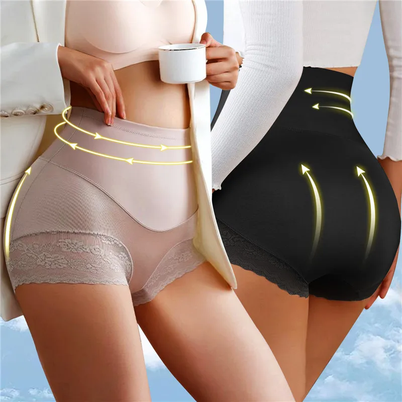 Women'S Tummy Control Shorts Sexy Lace Antibacterial Panty Hip Lifting  Boyshort Flat Belly Shaping Underpants Soft Safety Brief - AliExpress