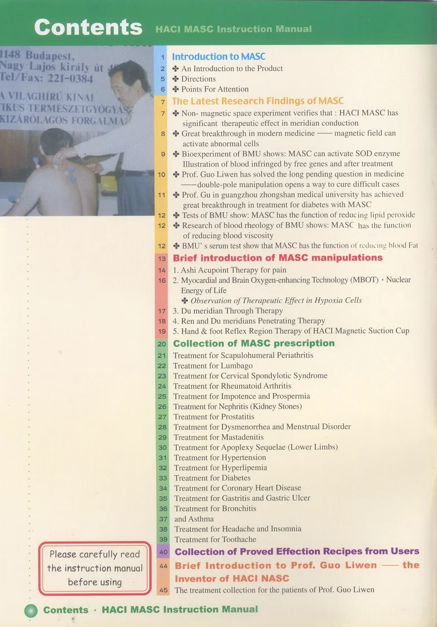 HACI MASC Cupping kit Instruction Manual, in Chinese & English. (No cups) 5