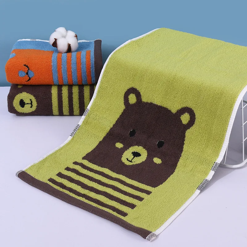 Higher quality 1 set of 3 children's cotton towels thickened household cartoon washing face towel cotton kid towel