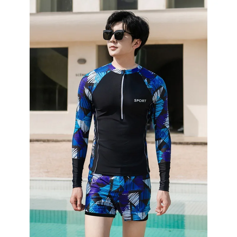 Men's 2pcs/set Long Sleeve Rash Guard Sun UV Protect Fishing Running ...