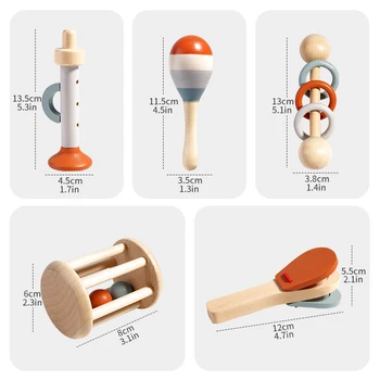5pcs Educational Baby Musical Toys Baby Musical Instruments Montessori Toys Birthday Gifts for 1 2 3 Year Old Baby Boys Girls 6
