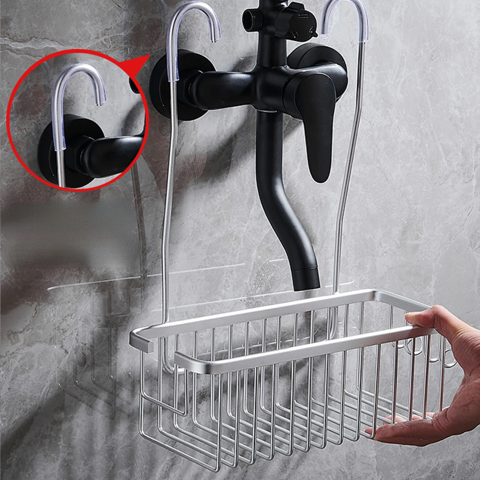 

Hanger Bathroom Accessories Shelves Rustproof Stainless Organizers Basket Shower Storage Wall Shelf with Hooks Shampoo Holder