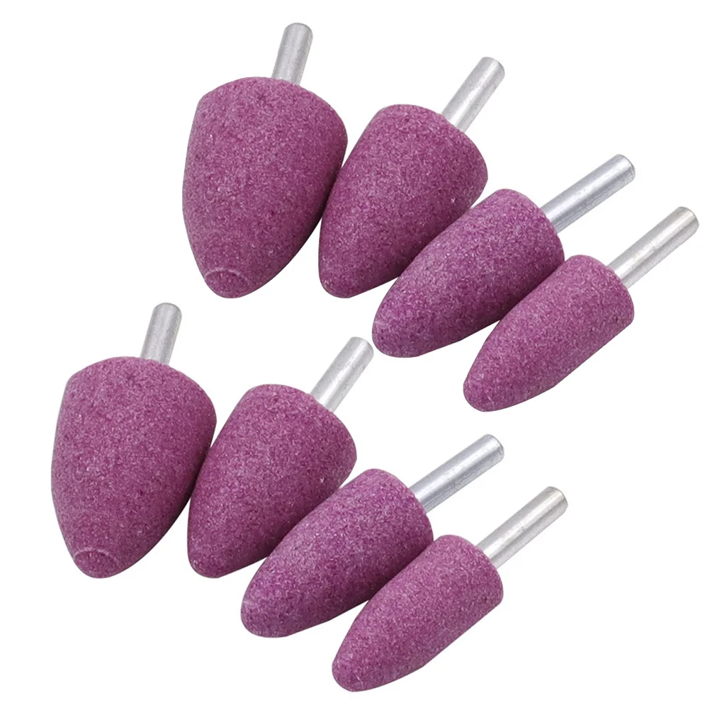 

8 Pcs Conical Grinding Wheel Head Deburring Tool for Metal Carving Tools Polishing Heads Rotary Red Corundum Brush