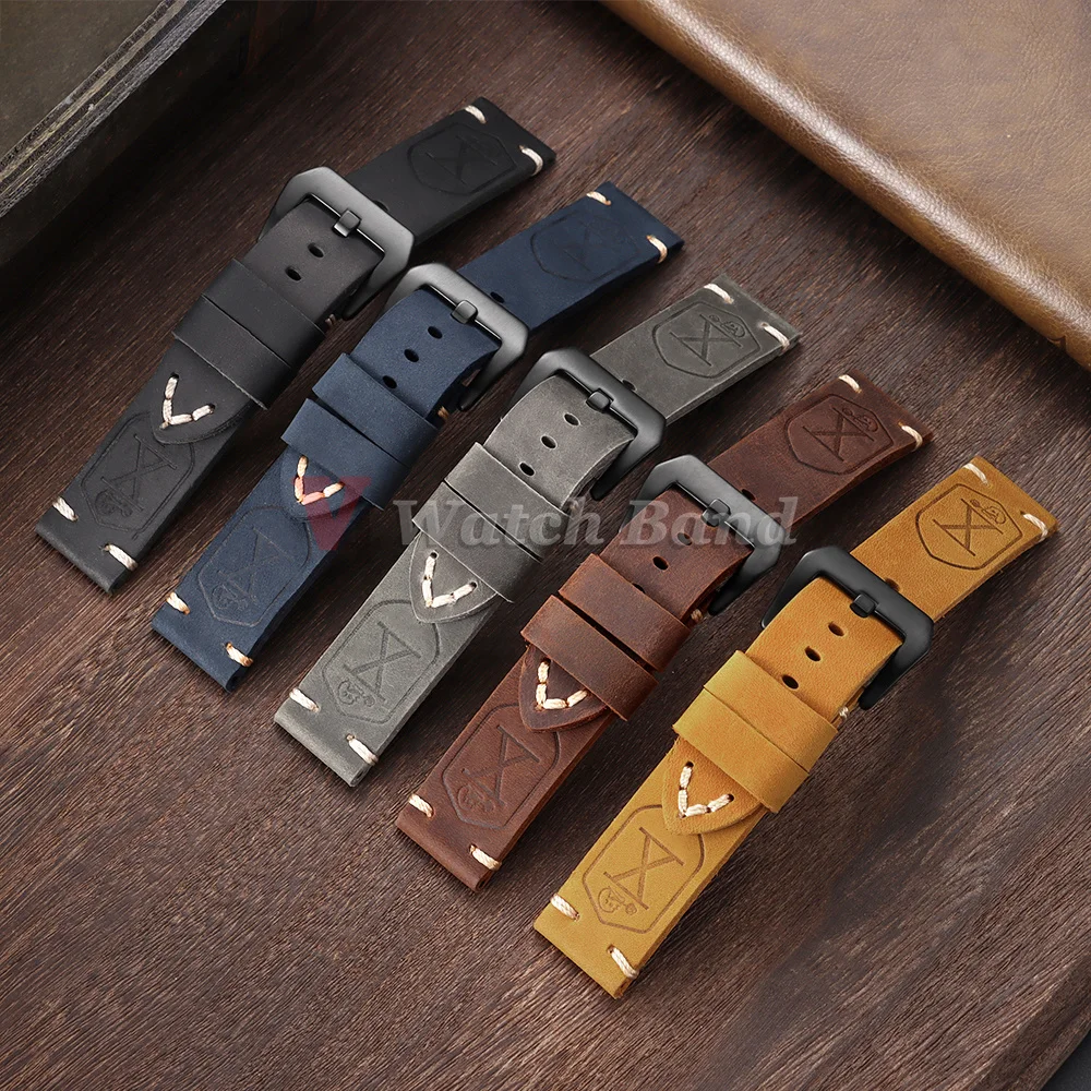 Dark Brown Genuine Leather Men's Wrist Bracelet with Universal Stitching Strap
