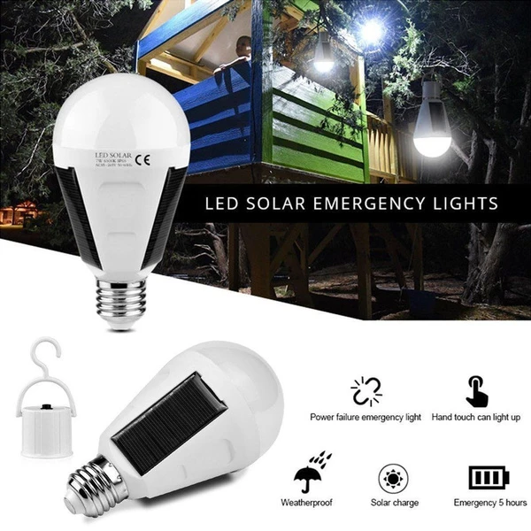 Rechargeable Led Bulb E27 LED Solar Lamp 7W 12W 85V-265V Outdoor Emergency Solar Powered Bulb travel Fishing Camping Light solar yard lights