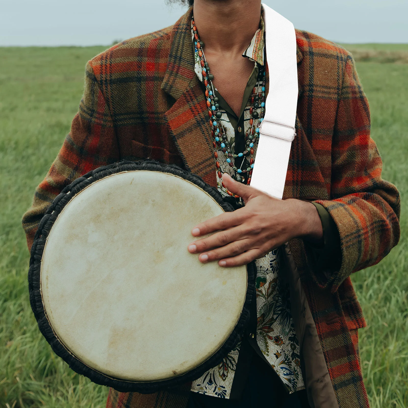 Snare Drum Suspender Strap Snare Drum Suspender Strap Oxford Cloth White Adjustable Sling Percussion Accessories