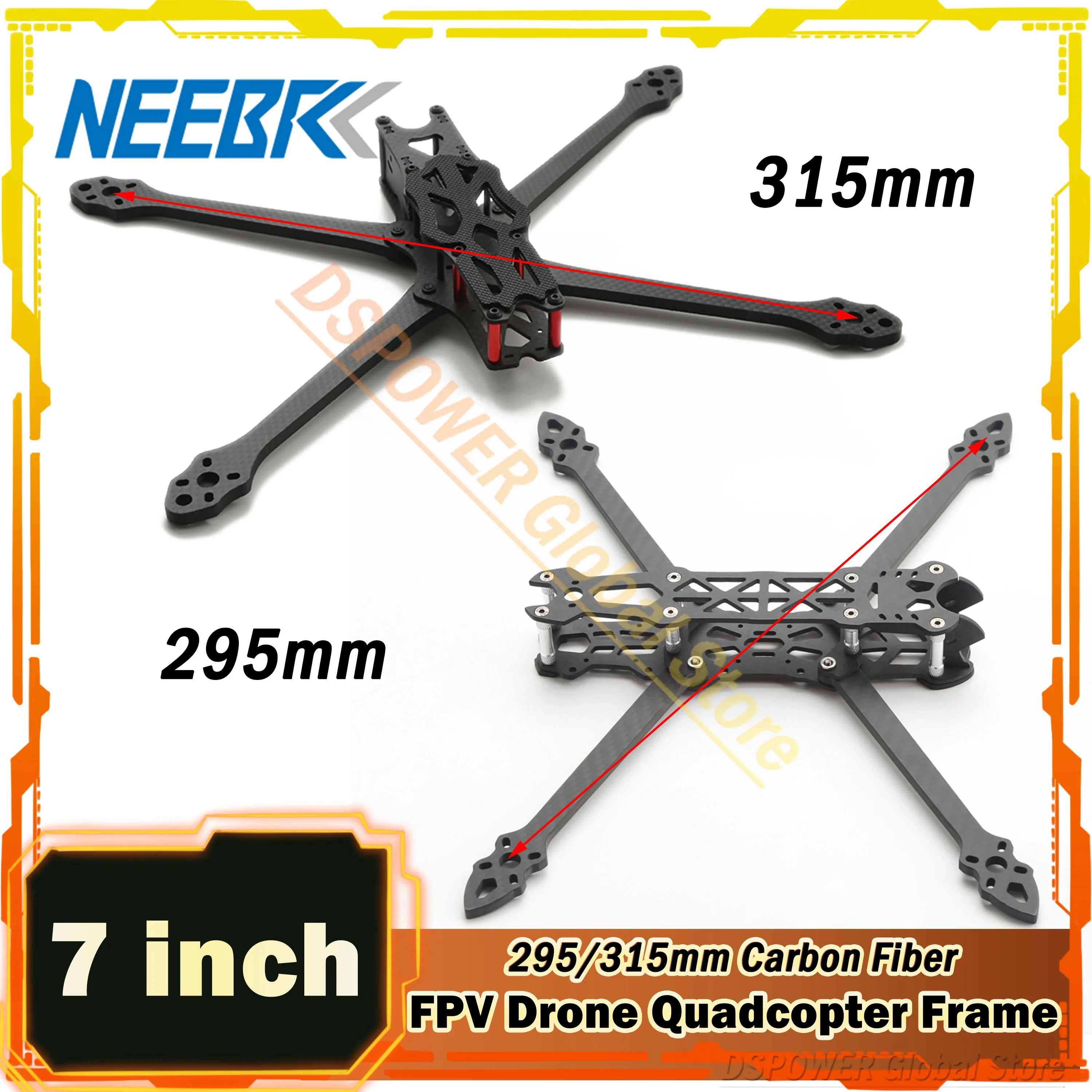 

7inch FPV Drone Quadcopter Carbon Fiber Frame 295/315mm for Mark4 APEX RC Racing Four-axle Aerial Model Plane Rack Freestyle DIY