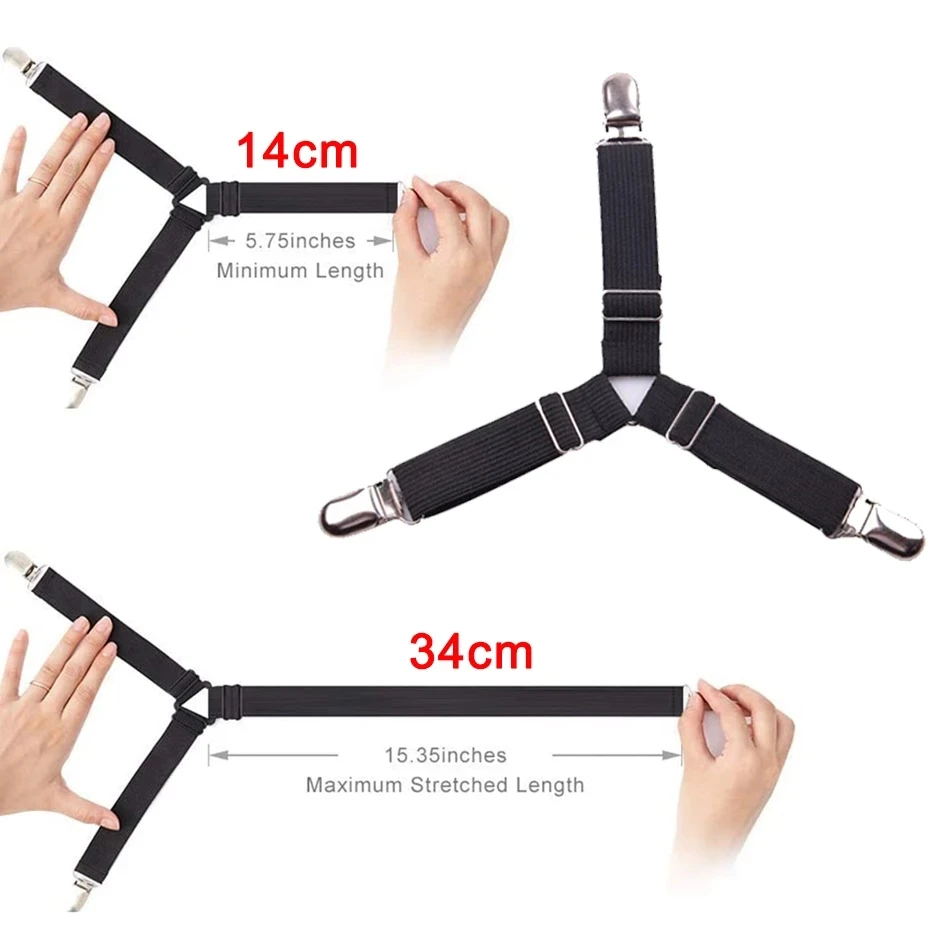 3 Clips Bed Corner Holder Bed Sheet Fasteners Mattress Cover Clips Heavy Duty Bedding Sheets Elastic Straps Adjustable bed sheet holder,bed sheet clips,sheet clips