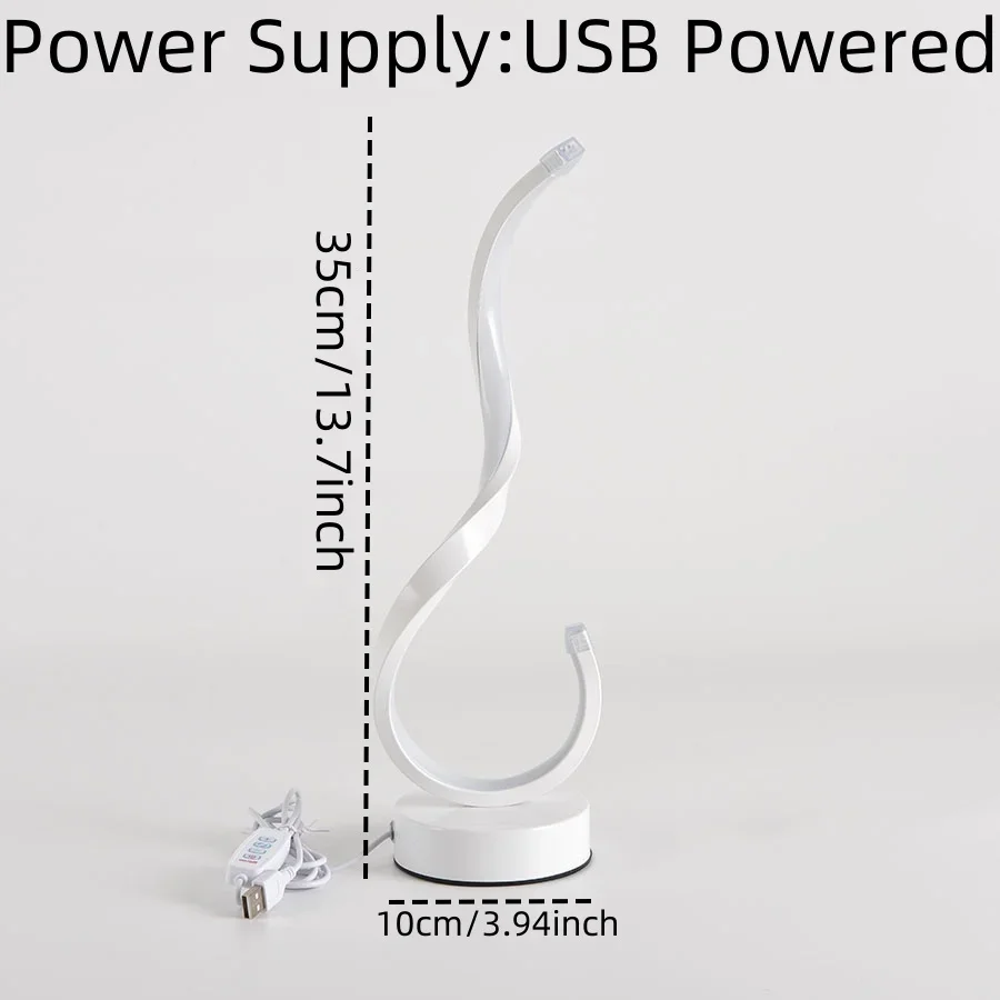 1PC 미적 감각의 나선형 LED 테이블 램프, 침실, 침대 옆 탁자, 홈 데코 선물용 로맨틱한 따뜻한 조명