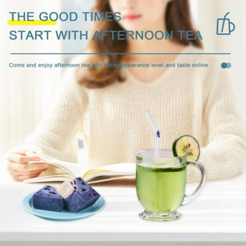 8PCS Colored flowers Drink Straws Reusable with Brush Drinking Straws Suitable for Beverage Coffee and Cocktails Drinking