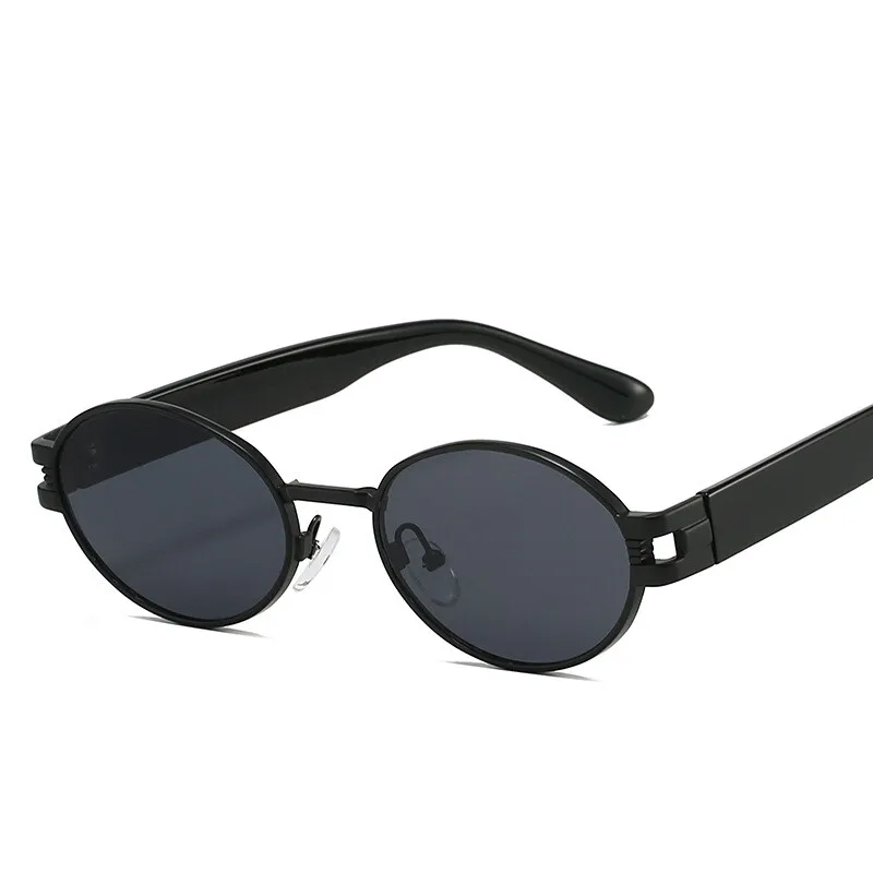 Luxury Unisex Oval Metal Sunglasses - Designer Black UV400 Fashion Shades