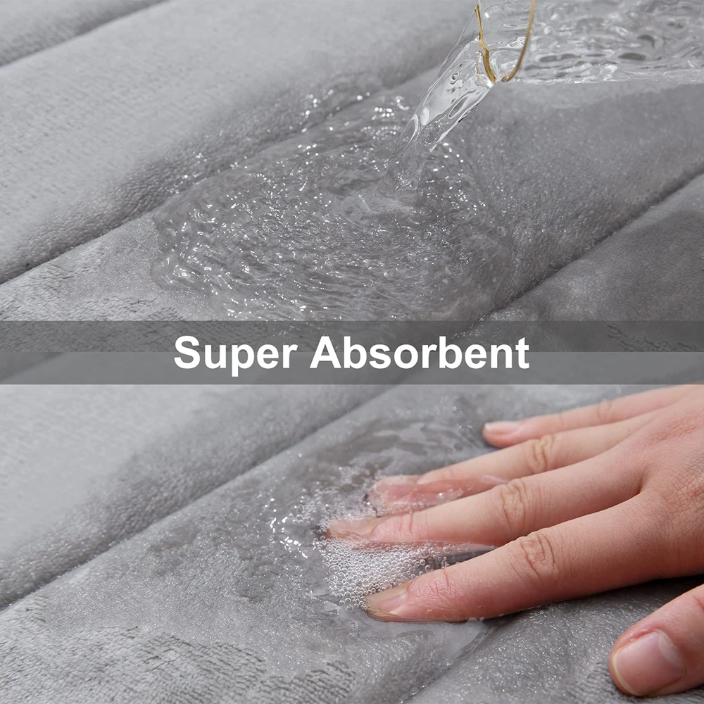 Homaxy Absorbent Bath Mat Non-Slip Bathroom Rug Soft Memory Foam Kitchen Floor Carpet Velvet Bathroom Carpet Home Decor Foot Mat 3