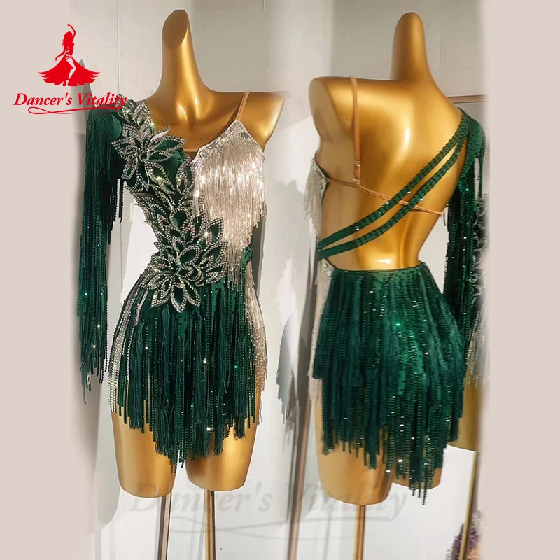 Latin Dance Performance Dress Women Customsized Rumba Chacha