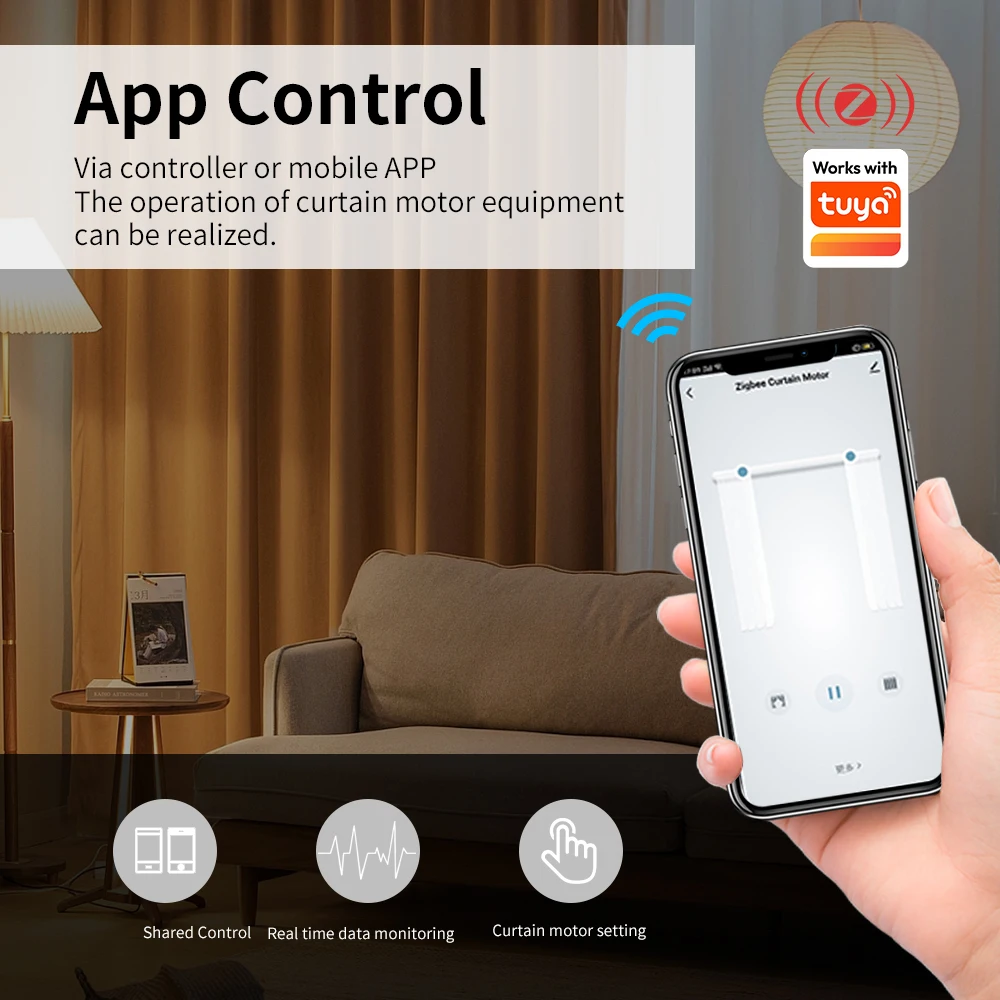 스마트 라이프 Wifi/Zigbee 전기 커튼 모터 자동 지능형 지원 음성 제어 도구 Alexa Google Assistant Work Tuya