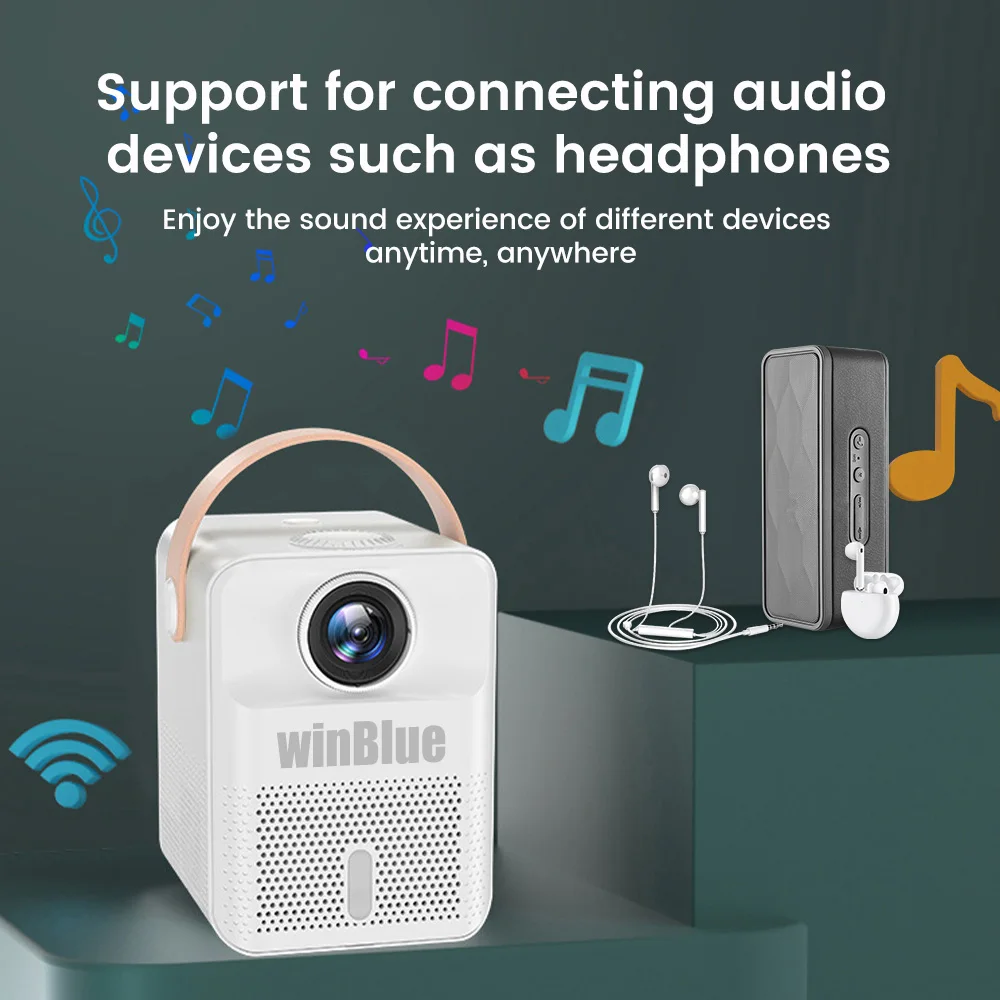 WinBlue X8 Mini Projector Portable Home Theater Outdoor Video Projector Screen Mirroring Keystone Correction Bluetooth Beamer
