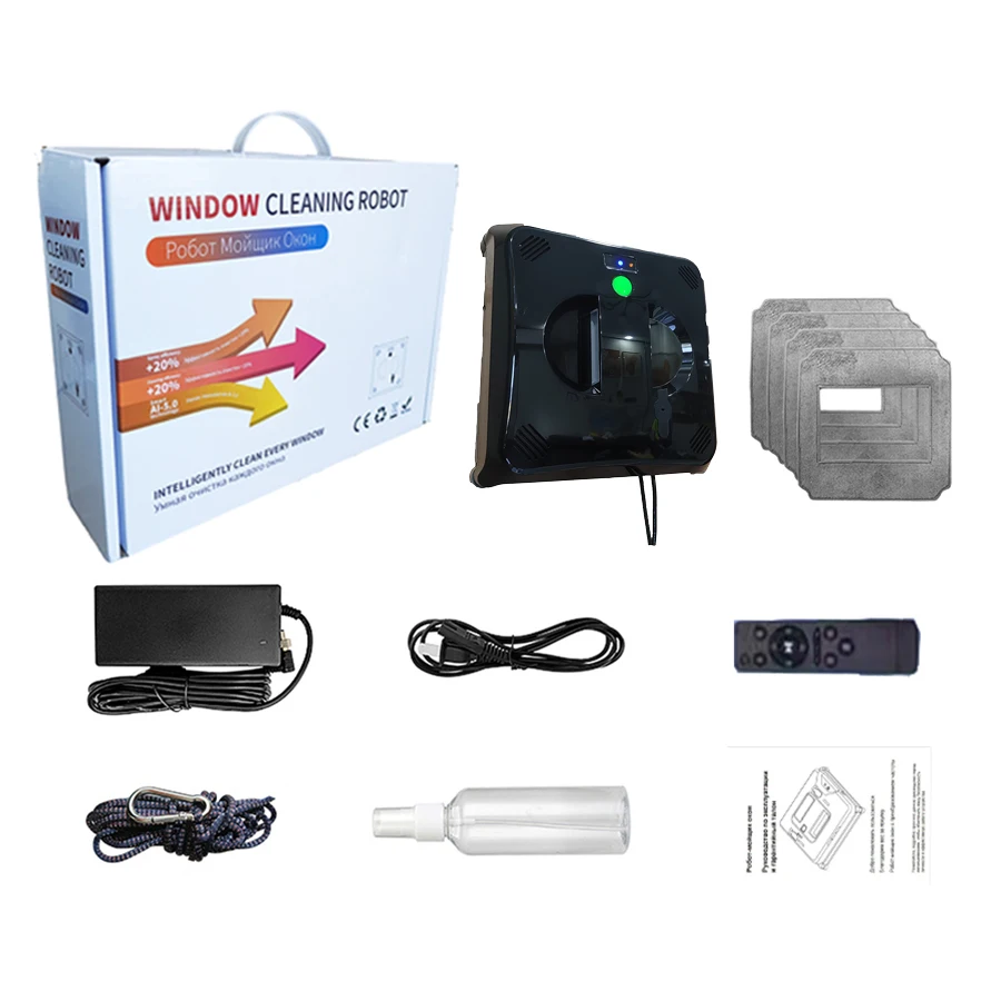 Window Cleaning Robot Water Spray,APP Remote Control Anti-falling For High-rise Outer Window Washing Robot Household Glass Wiper 6