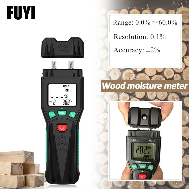 

FY886 Digital Wood Moisture Meter Two Pins 7 Categories Materials Humidity Tester Timber Damp Detector Moisture meter For Wood