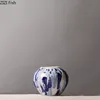 Ink Blue and White Porcelain Ceramic Vase Table Decoration Flower Arrangement Ink Style Flowers Vases Room Aesthetic Decor 5