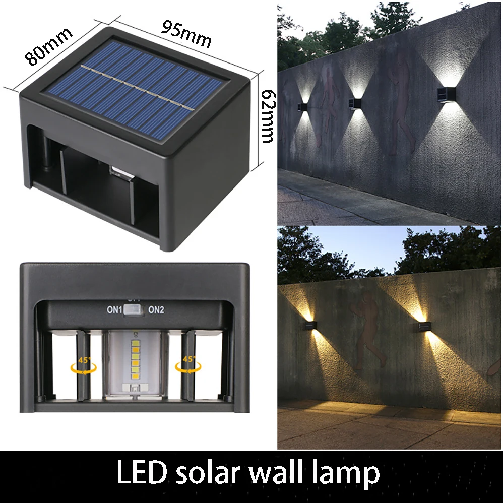 LED Solar Wall Lamp IP65 Waterproof Outdoor Lithium Battery 3.7V 1200mA For Garden Yard Fence Decor Lamp with 3 Years Warranties