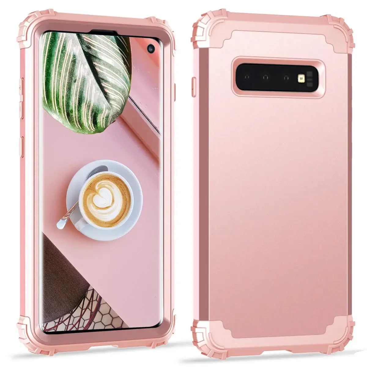 For Samsung Galaxy S10 S10 Plus Phone Cases,Hard PC+Soft Silicone 3-Layers Hybrid Full-Body Protect Popular Phone Shells Covers 3