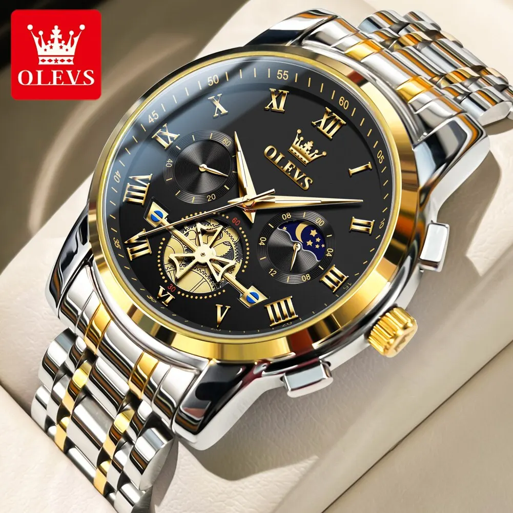 OLEVS Luxury Roman Dial Luminous Quartz Chronograph Men's Watch
