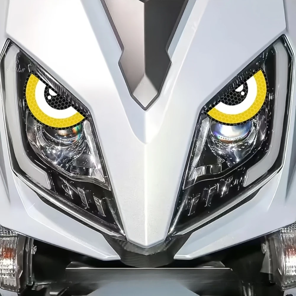Reflective Demon Eye Motorcycle Headlight Stickers - Waterproof, Self-Adhesive Safety Accessories