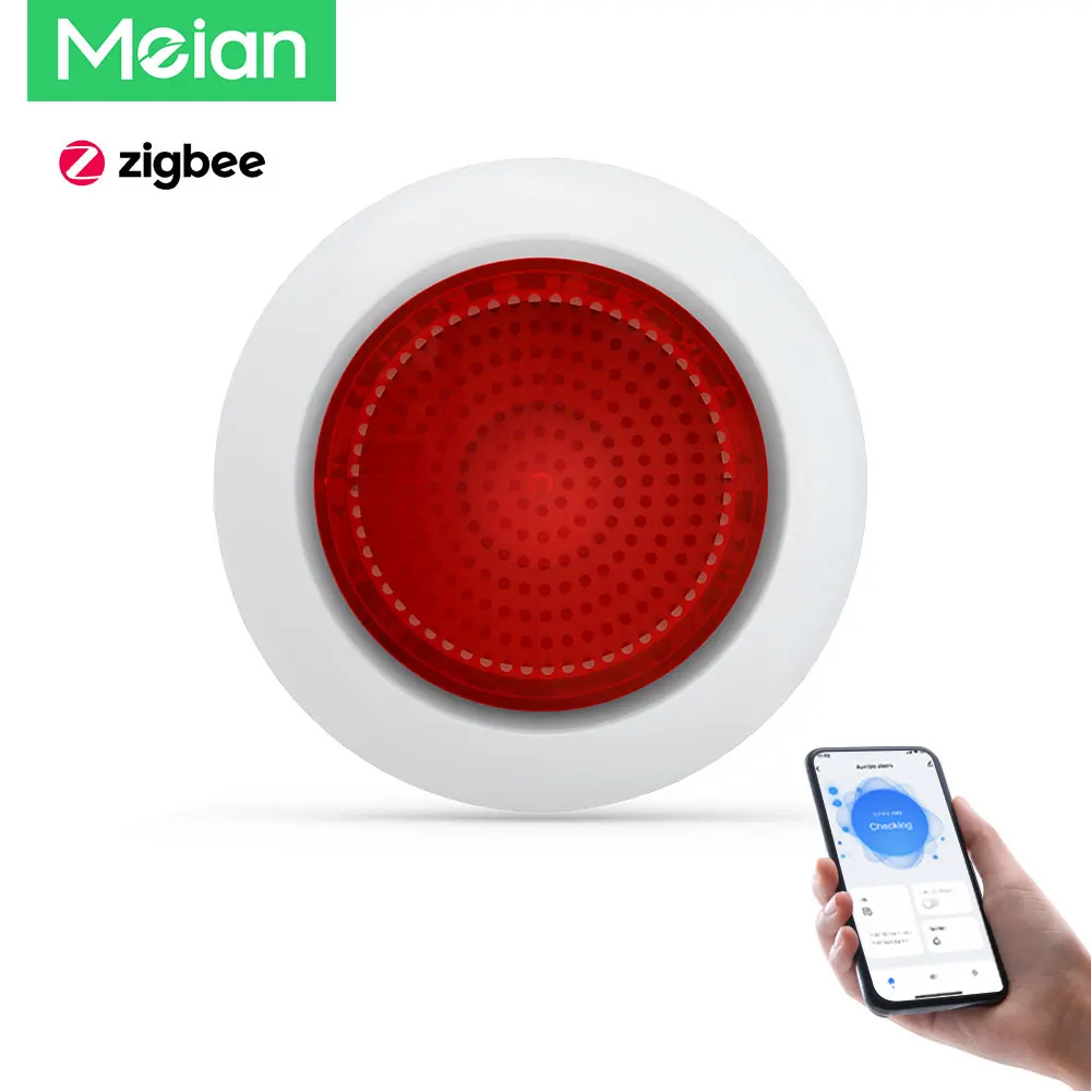 Meian Wireless Sound Flash Alarm Sirena Tuya Zigbee 110V 220V Sirena Alarma 100Db Alarme System Security Smartlife Control