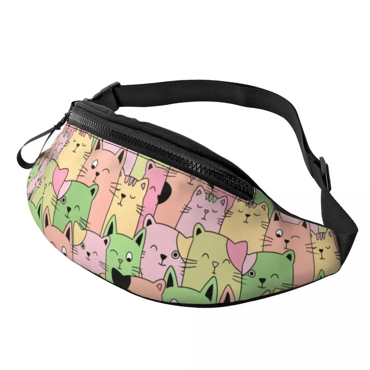 

Cool Kawai Cats Fanny Pack for Travel Hiking Men Women Cute Animal Kitten Crossbody Waist Bag Phone Money Pouch