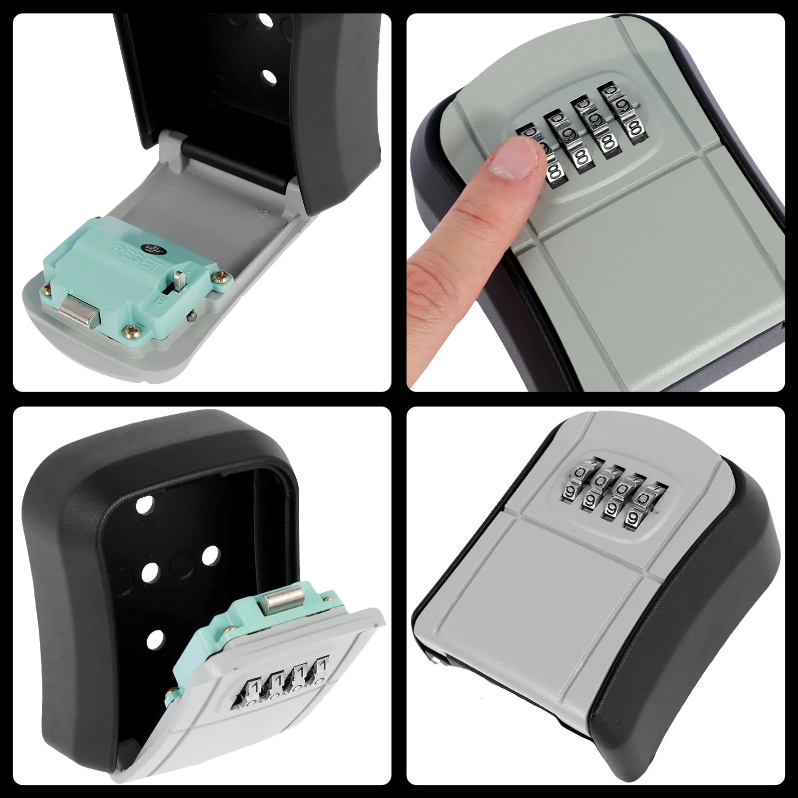 Aluminum Waterproof Key Lock Box Wall Mounted 4 Digit Combination