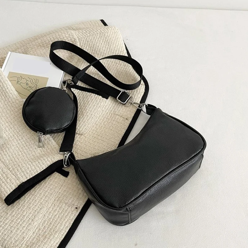 Retro Solid Color PU Leather Shoulder Underarm Bag Women's Fashion Handbags Casual Hobos Purses and Handbag Ladies Hand Bags