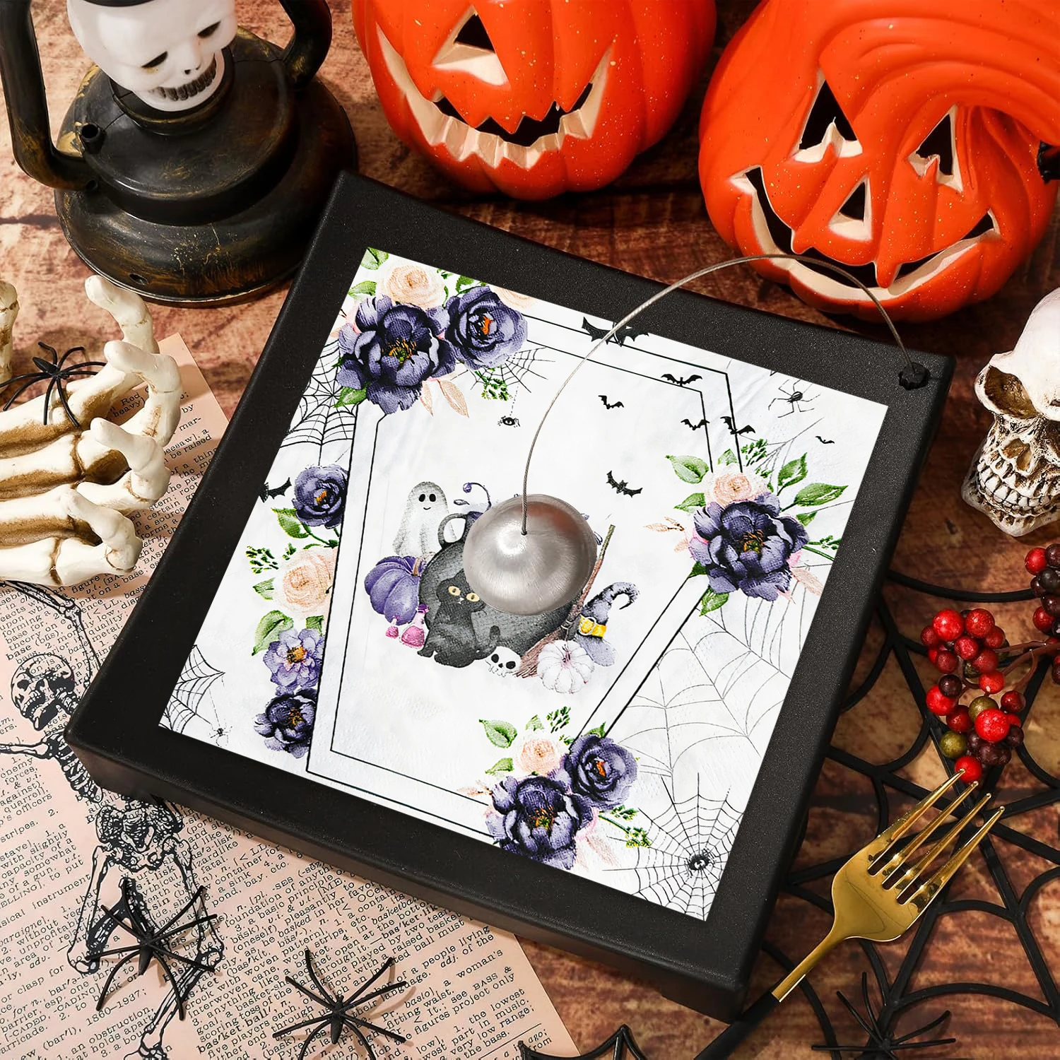 100Pcs Halloween Party Disposable Napkins Vampire Bat Magic Pot