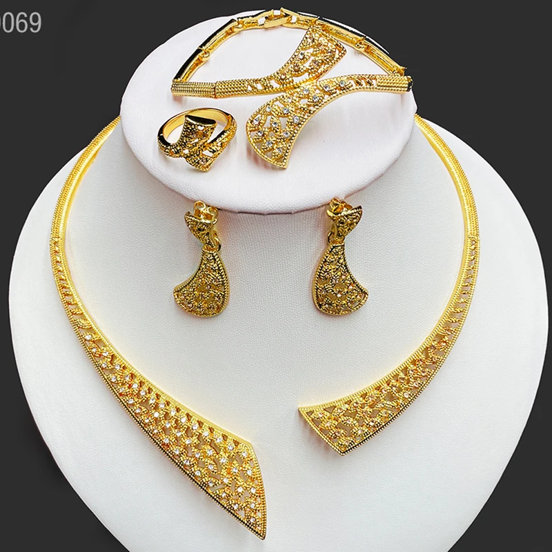 Elegant Italy Luxury Fine Jewelry African Bridal Choker Necklace