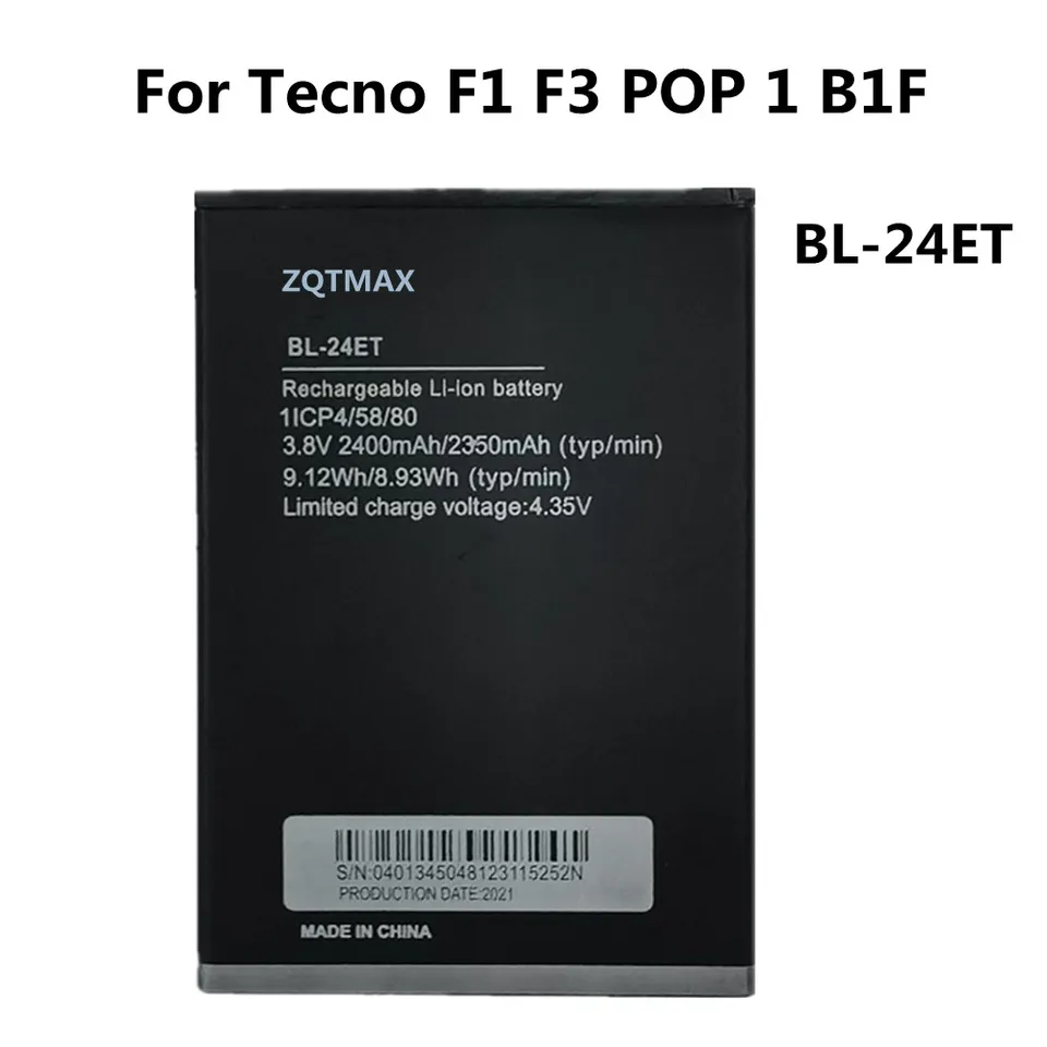 2400mAh BL-24ET Phone Battery For Tecno F1 F3 POP B1F BL 24ET