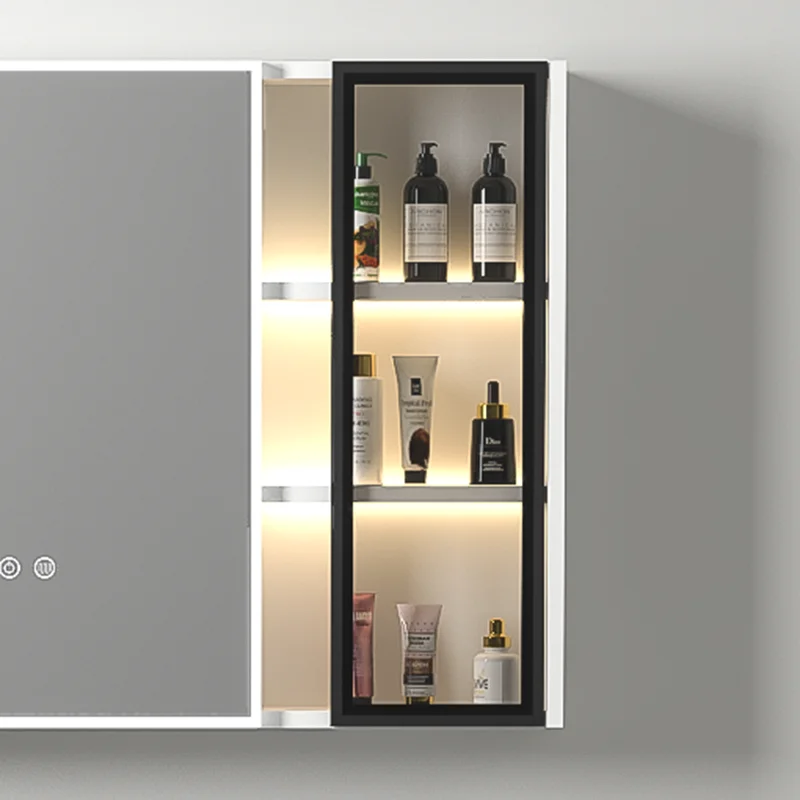 Cheap Price Plywood Bathroom Vanity Cabinet With Ceramic Basin Bathroom Vanity With Body Sensor LED Mirror Cabinet