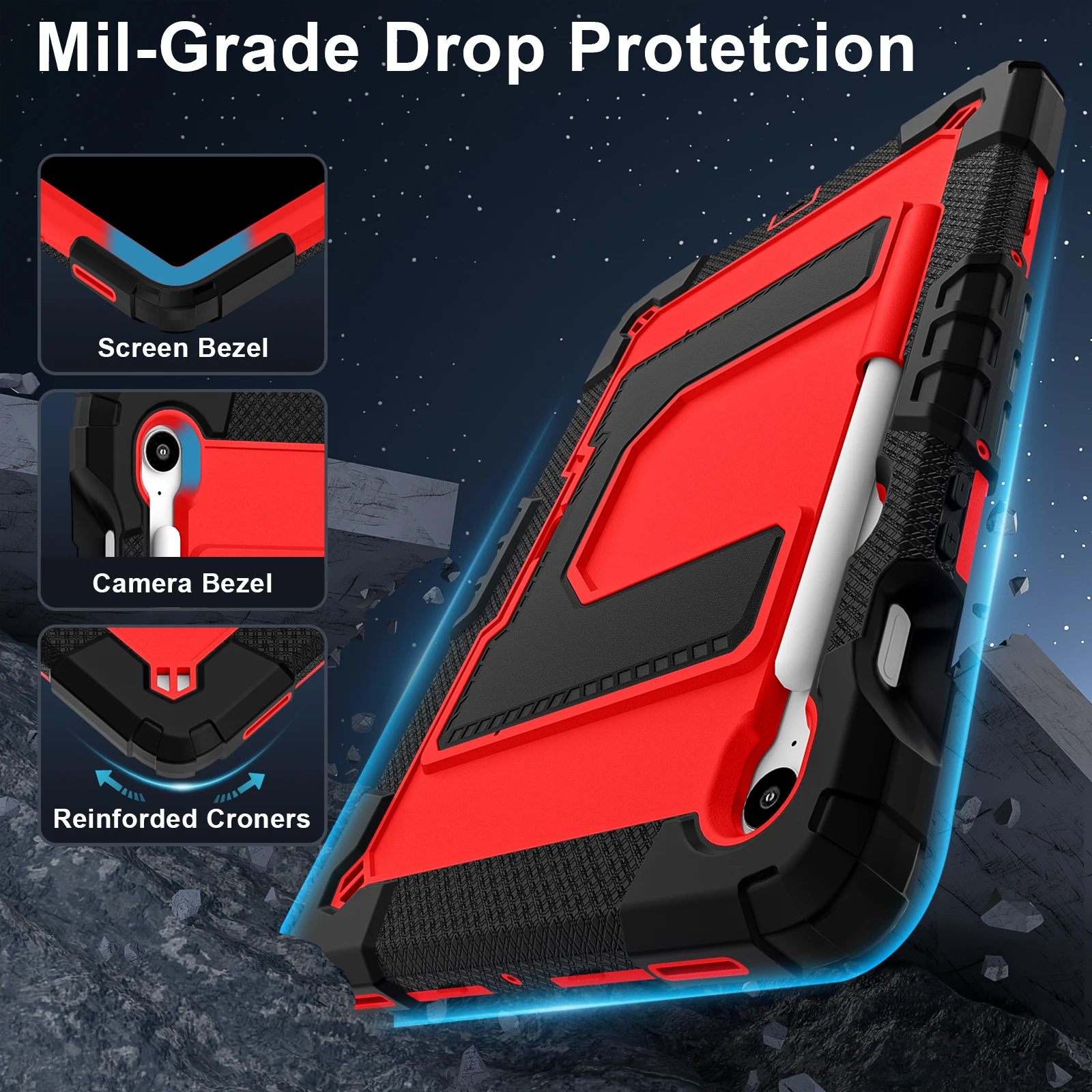 Rugged Samsung Tablet Case with Handle Stand and Pen Slot - Shockproof Design