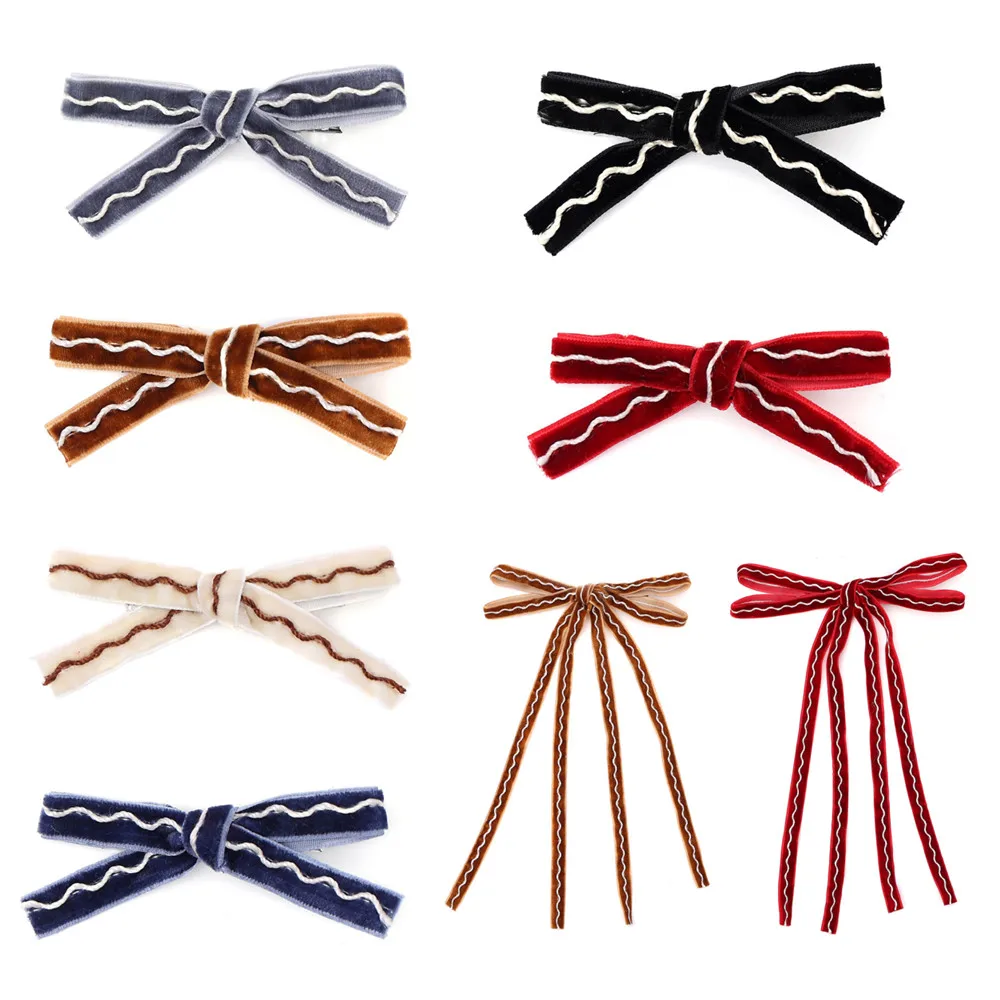 

001L velvet ribbon tape Hair Bows Cute Hairpins Girls duckbilled Hair Clips Barrettes Clip Kids Headwear Fashion Hair Accessor