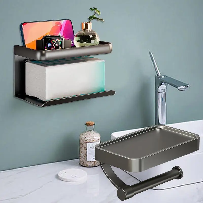 

Multifunction Toilet Roll Rack Wall Mount Toilet Roll Holder Portable Toilet Paper Storage With Shelf Bathroom Paper Holder Tool