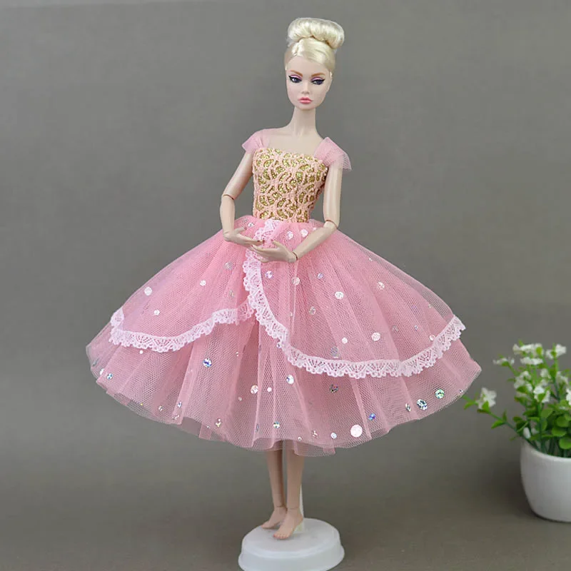 Vestido de Ballet corto rojo para muñeca Barbie, Vestidos de Noche