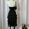 Robe Maxi d'été pour femmes, Vintage, élégante, noire, mode, sans manches, Slim, dos nu, pompon irrégulier, robes de soirée, Robe de rue, 2024