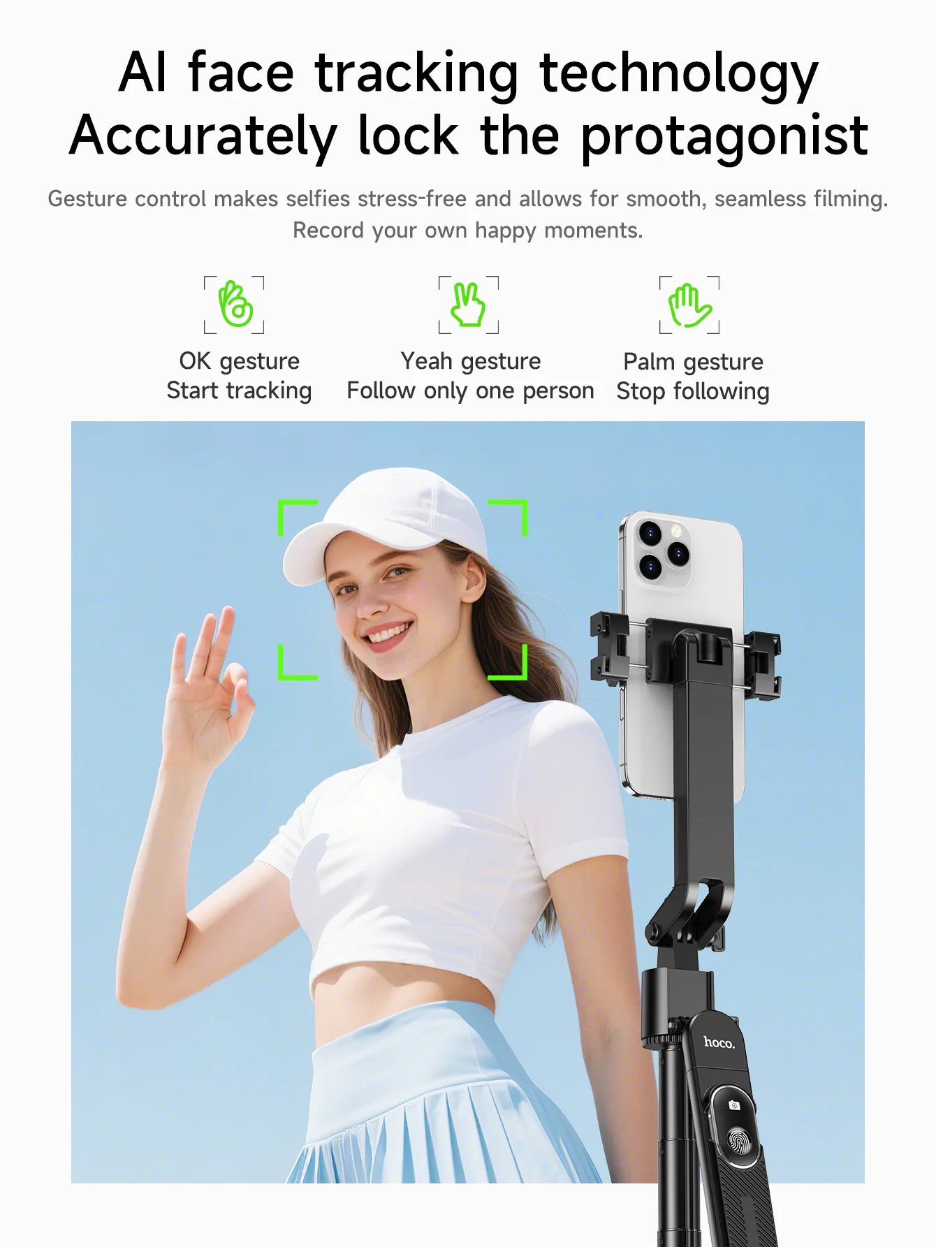 HOCO K32 Smart Face Tracking Gimbal Tripod with Bluetooth