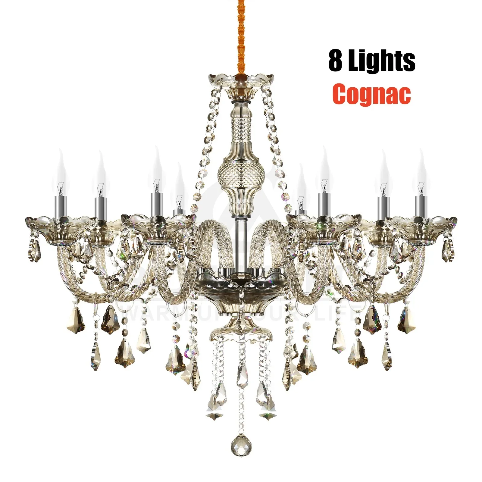 Ridgeyard Lampadario Cristallo 3 Luci - Design Moderno Con Gocce, Catena Regolabile, LED, Oro - Foto 5