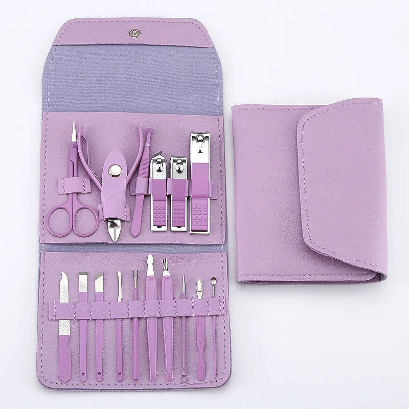 16pcs Nail Cutter Set Stainless Steel Nail Clippers Set With Folding Bag Manicure Cutter Kits Scissors Beauty Tool 6