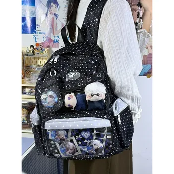 Borsa a Pois Carina per Bambole, Zaino Versatile Grande Capacità Stile Harajuku Y2K, Borsa Ita Ulzzang per Esposizioni Comic Quotidiane