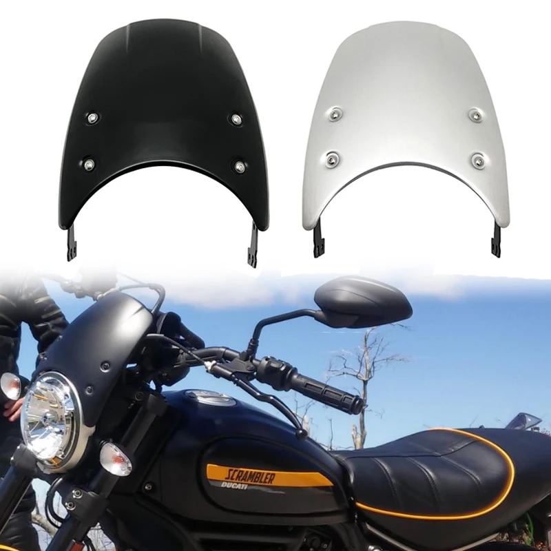 Motorcycle Wind Deflector Motorcycle Windscreen Protection Extension Motorcycle Windshield Fit for Ducati Scrambler 2016-2019 black 