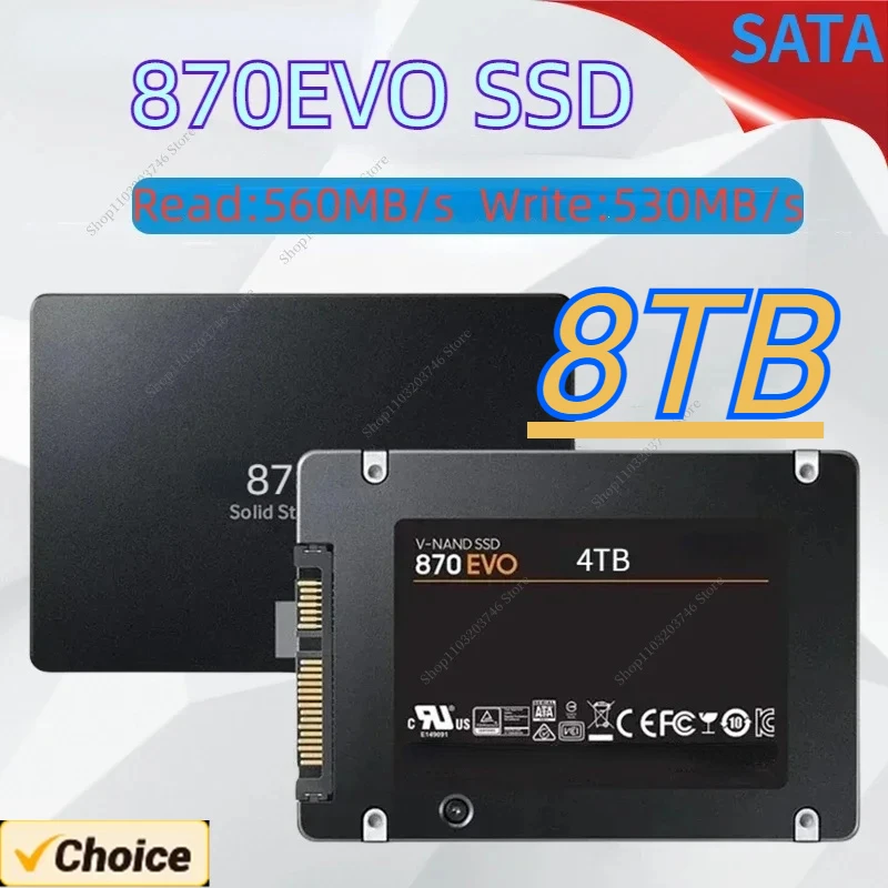 

2024 100% New 2.5 Inches SATA III SSD 870 EVO 1TB 2TB 4TB 8TB Internal Solid State Drive Hard Disk for Laptop Desktop PS5 PC PS4